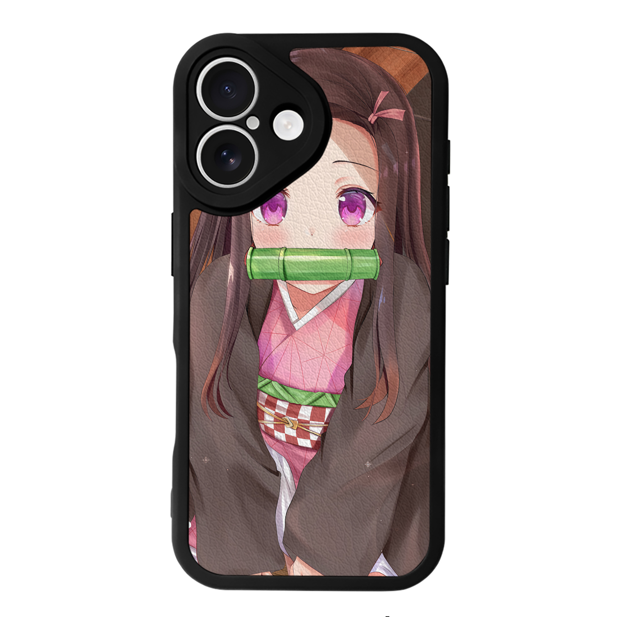 （画像用） 鬼滅の刃（きめつのやいば）竈門 禰󠄀豆子／かまど ねずこ Kamado Nezuko 【iPhone 16シリーズ対応】シリコンスマホケース（レザー調） 材質：シリコン